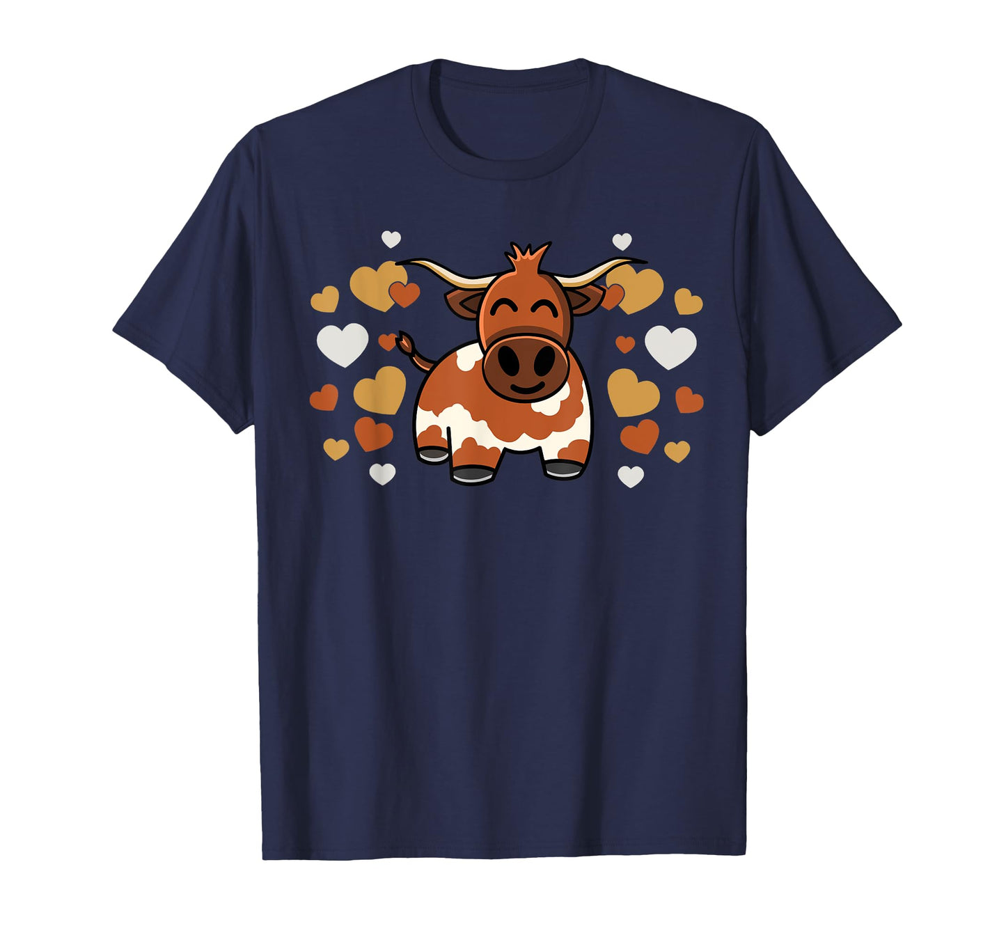 Cute Longhorn Cow With Hearts for Longhorn Cow Lovers T-Shirt