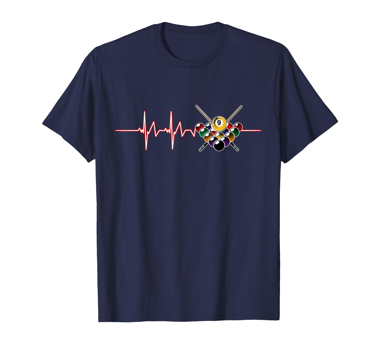 Billiard 9-Ball Pool Player Billiard Cue Sports Heartbeat T-Shirt