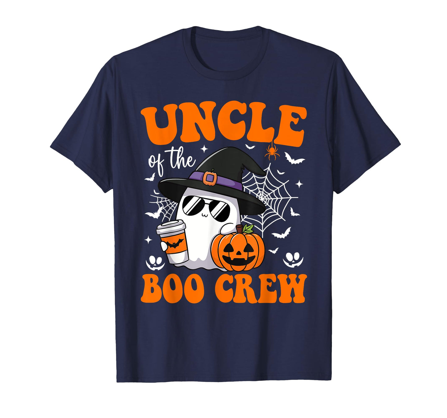 Uncle Boo Crew Groovy Ghost Matching Family Halloween T-Shirt