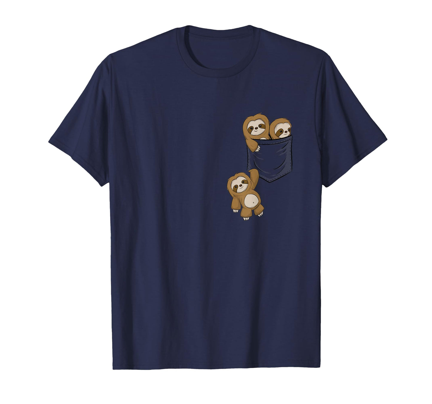 for Sloth Lovers Cute Kawaii Baby Sloths in Pocket T-Shirt
