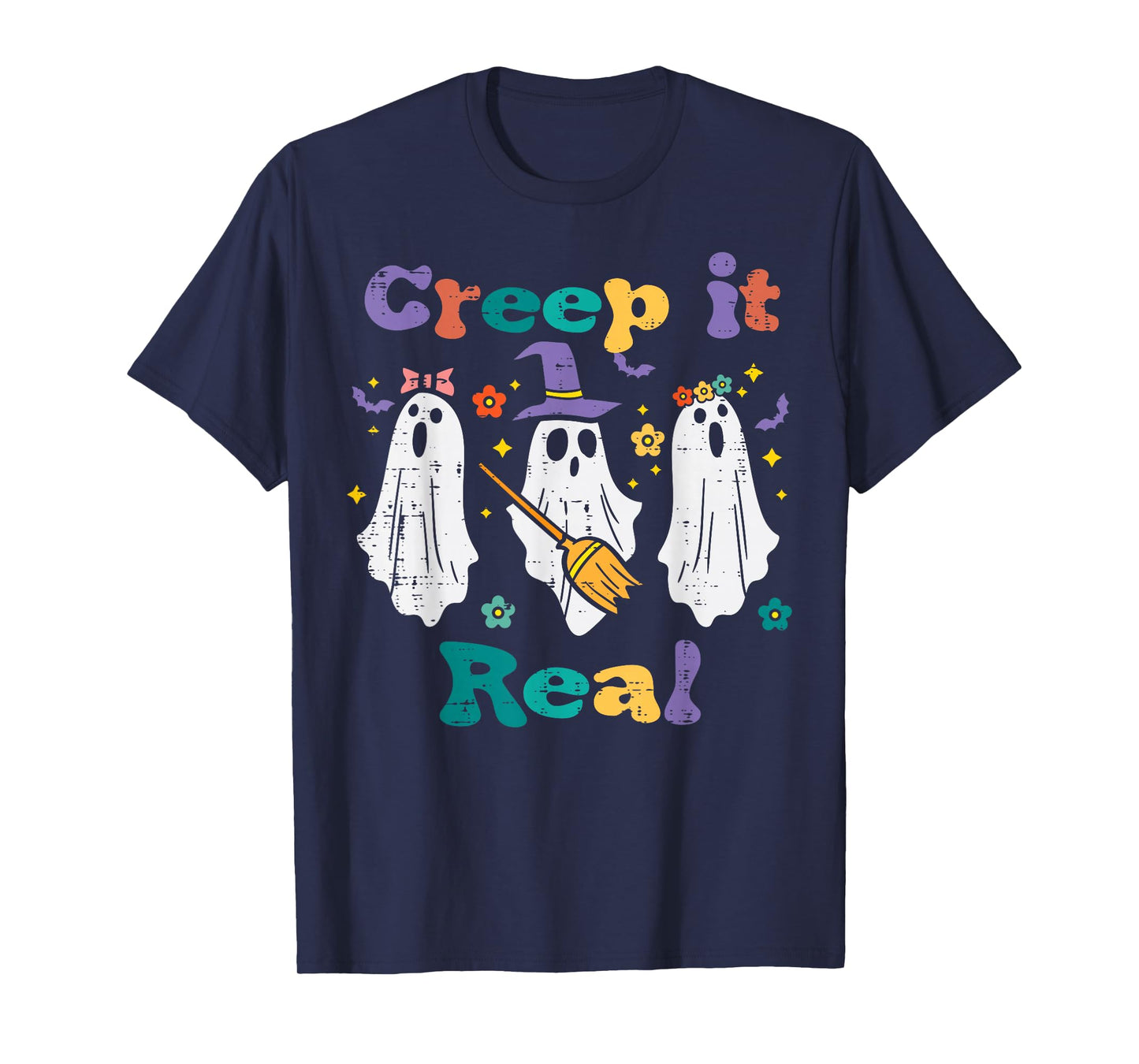 Ghosts Creep It Real Retro Halloween Costume Men Women Kids T-Shirt