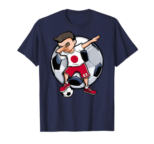 Dabbing Soccer Boy Japan Football Fans Jersey Japanese Flag T-Shirt