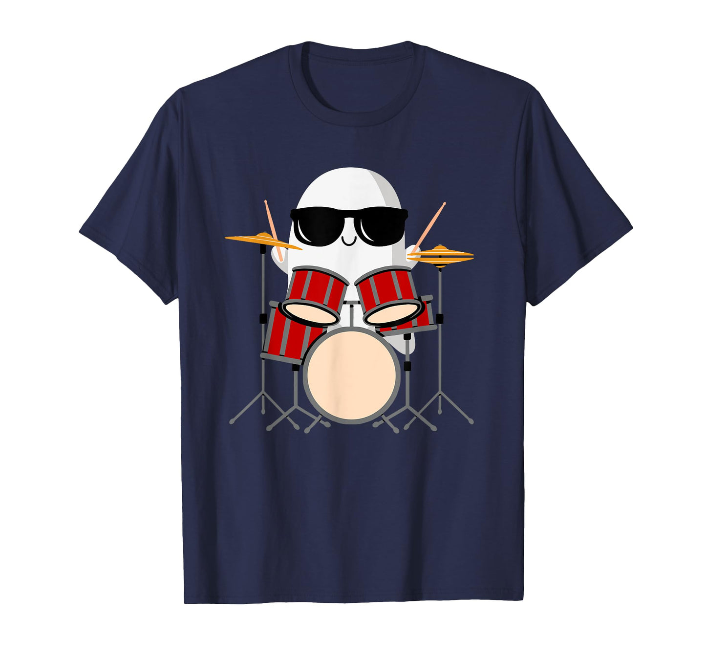 Funny Ghost Drummer - Spooky & Cool Halloween Drum Music T-Shirt