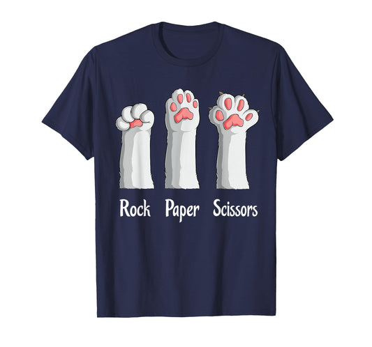 Funny Cat Rock Paper Scissors Hand Game Cute Paw Kitten Kids T-Shirt