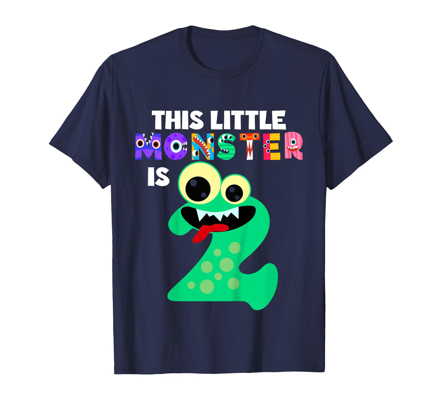 Kids This Little Monster is 2 Two Years 2nd Birthday Party Aliens T-Shirt