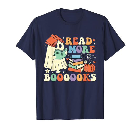 Funny Teacher Halloween Cute Booooks Ghost Read More Books T-Shirt