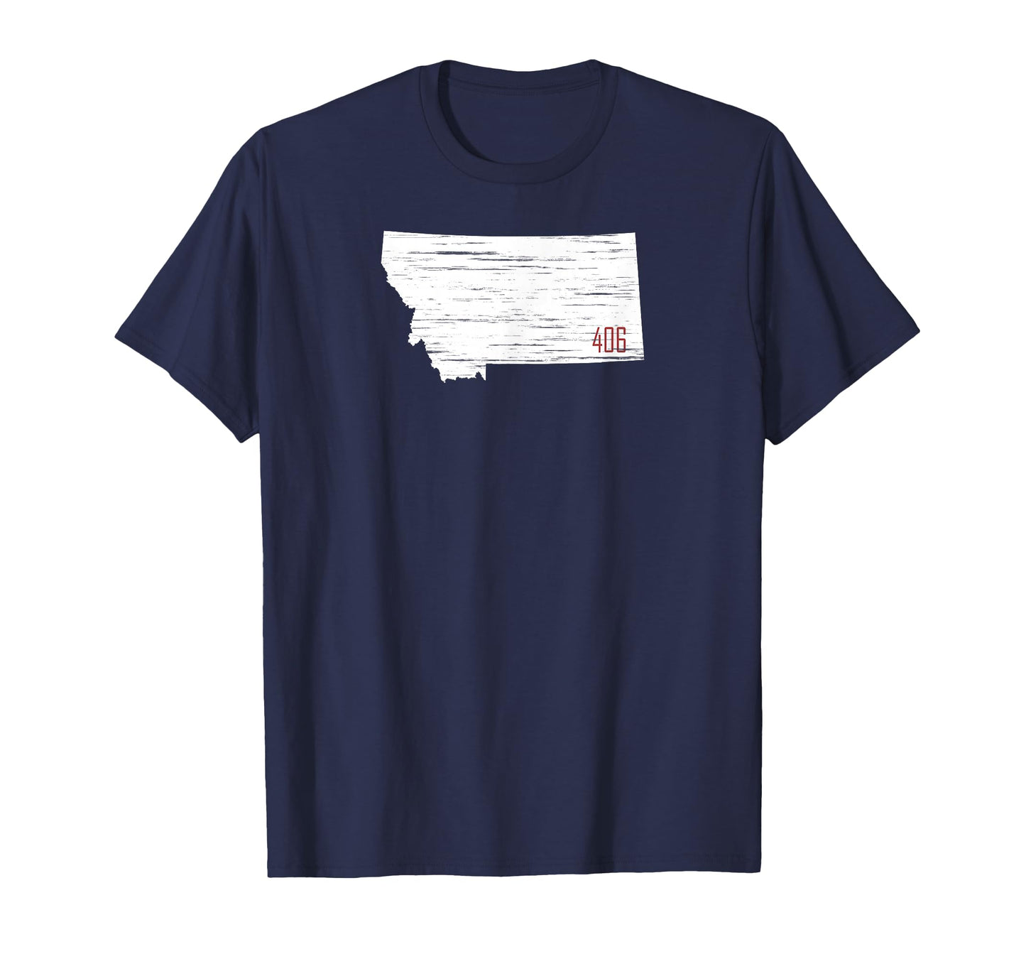White State of Montana Distressed with 406 MT Area Code T-Shirt