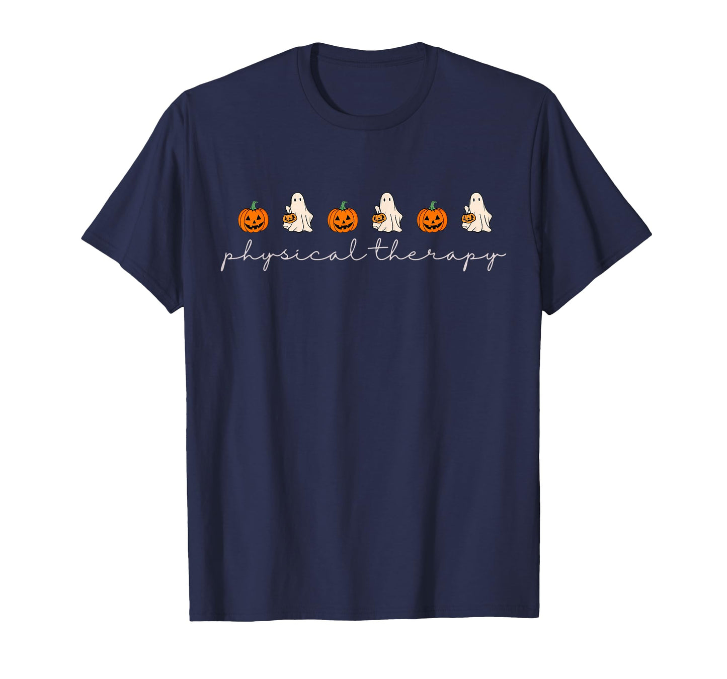 Physical Therapy Pumpkin Fall Ghost Halloween PT Therapist T-Shirt