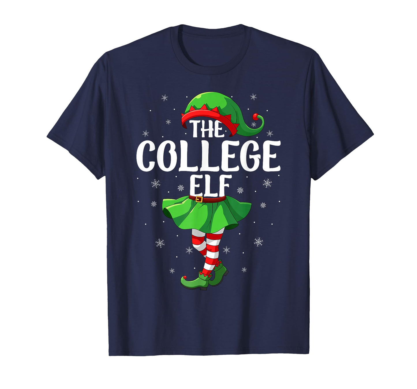 College Elf Christmas Girls Women Elf Squad Xmas Family T-Shirt
