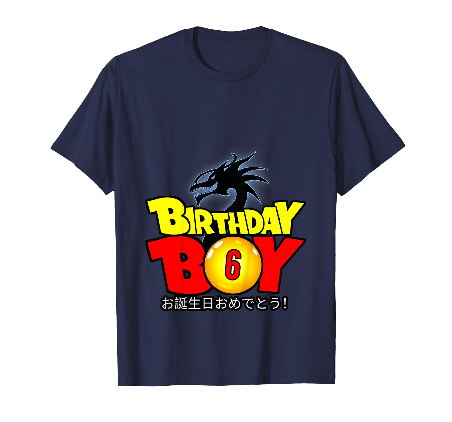 Kids 6 Year Old 6th Dragon Anime Style Birthday Gift for Boys T-Shirt