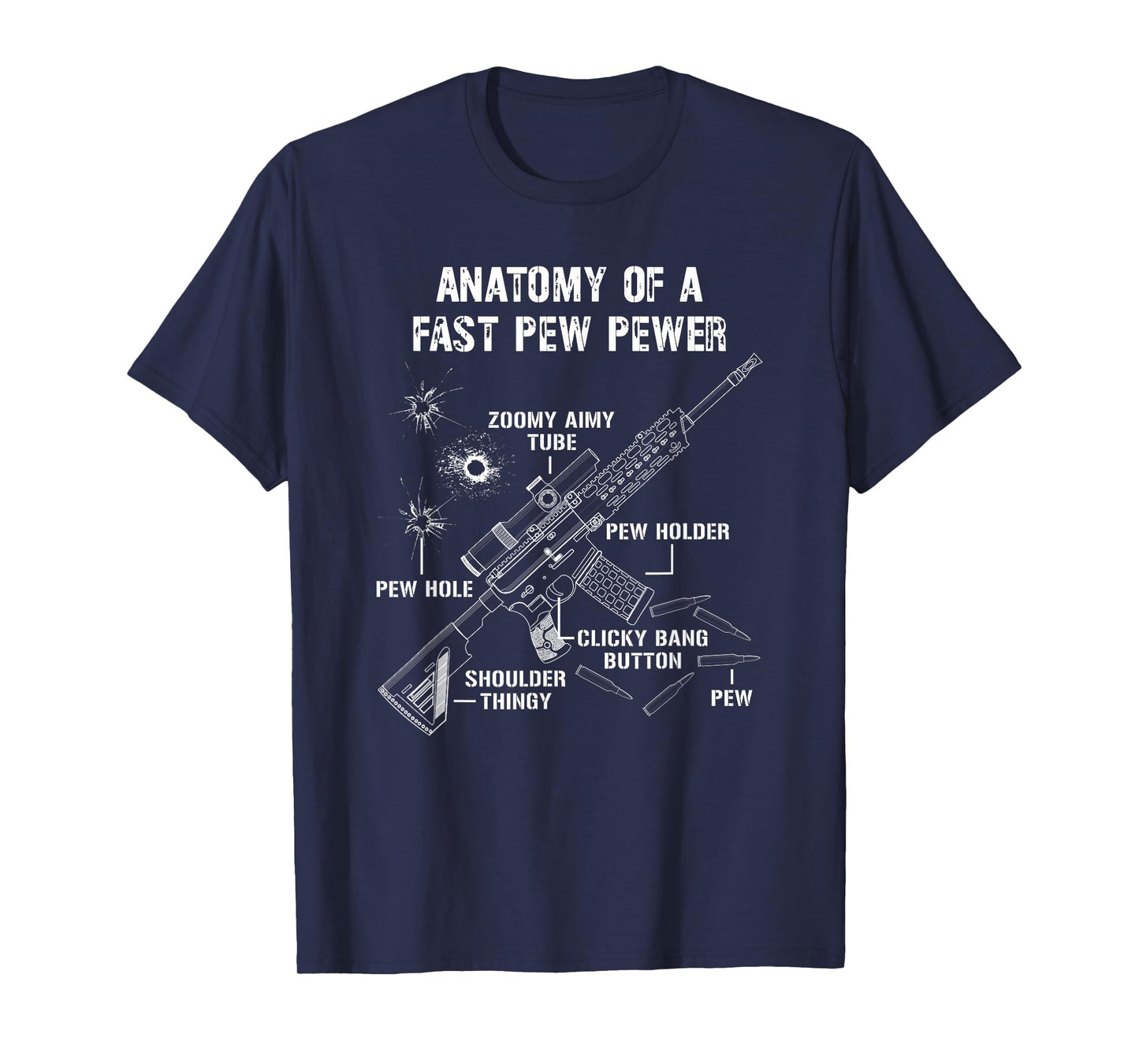 Funny Anatomy Of A Pew Pewer - 2A Supporter - Funny Gun Meme T-Shirt