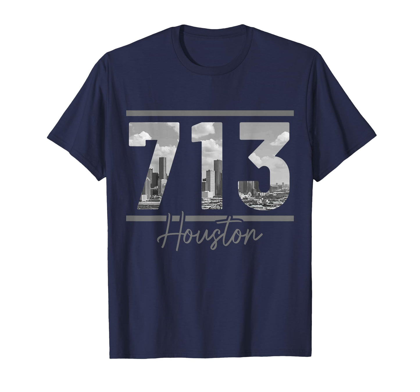 Houston 713 Area Code Skyline Texas Pride Vintage T-Shirt