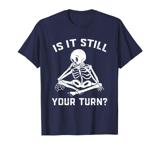 Board Game Player Waiting Skeleton Halloween Gamer Men Women T-Shirt