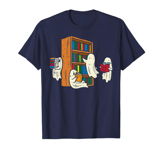 Ghosts Reading Books Teacher Halloween Librarian Boooks T-Shirt