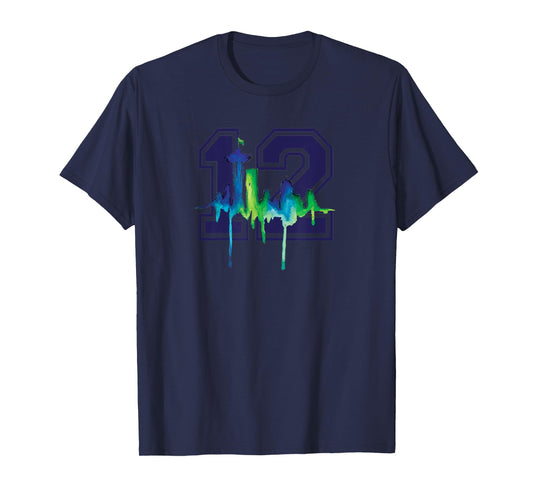 Seattle Football Fan - city skyline 12 watercolor T-Shirt