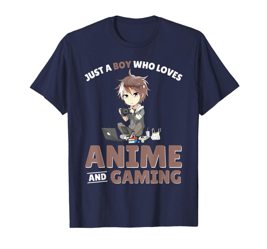 Just A Boy Who Loves Anime And Gaming Gamer Japanese Anime T-Shirt