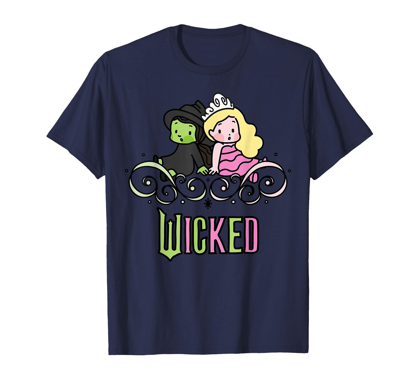 Wicked Elphaba & Glinda Together Playful Cartoon Style T-Shirt