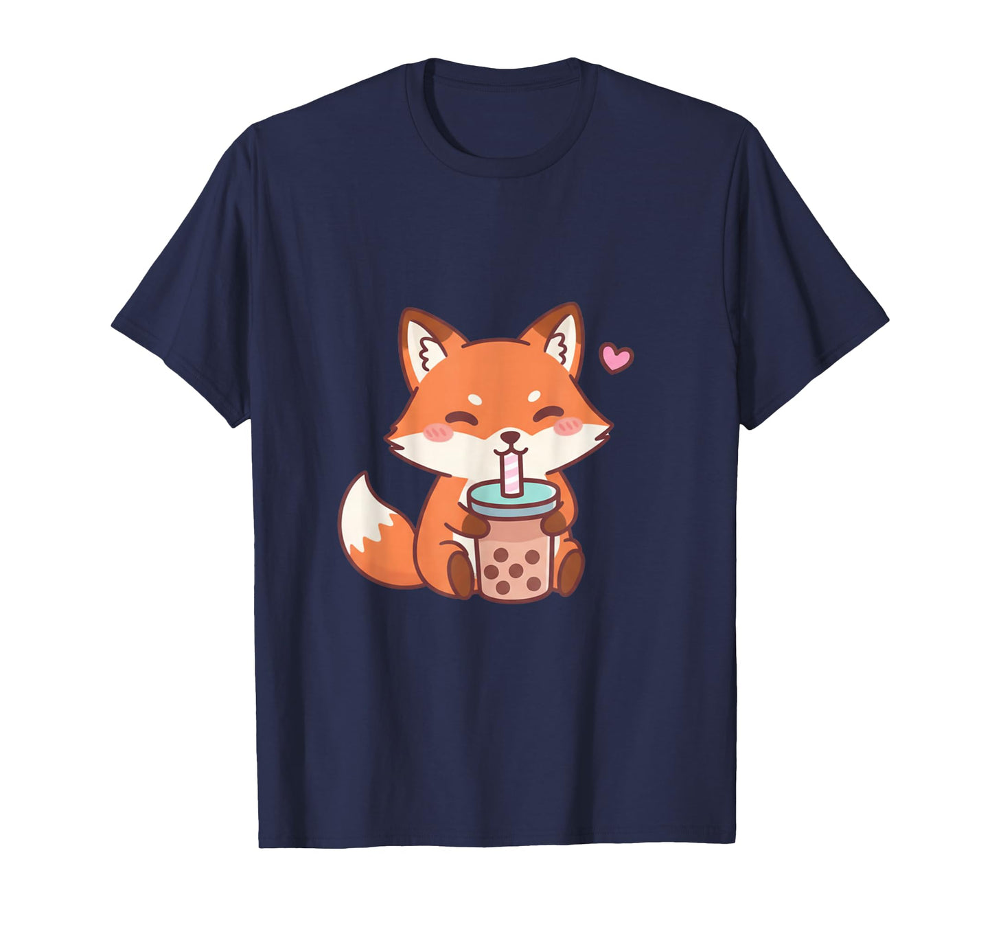 Cute Fox Kawaii Anime Drinking Bubble Tea Lover Girls T-Shirt