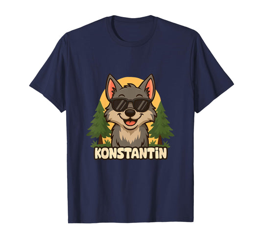 Kids Konstantin - Wolf Themed Design with Name for Boys T-Shirt