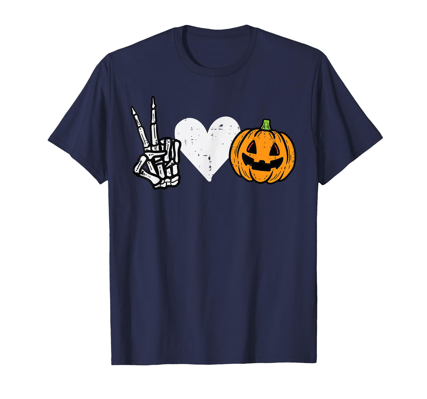 Peace Love Pumpkin Skeleton Halloween Costume For Women T-Shirt