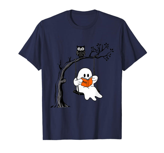 Halloween Ghost Swing Reading Vintage Costume Women Kids Men T-Shirt