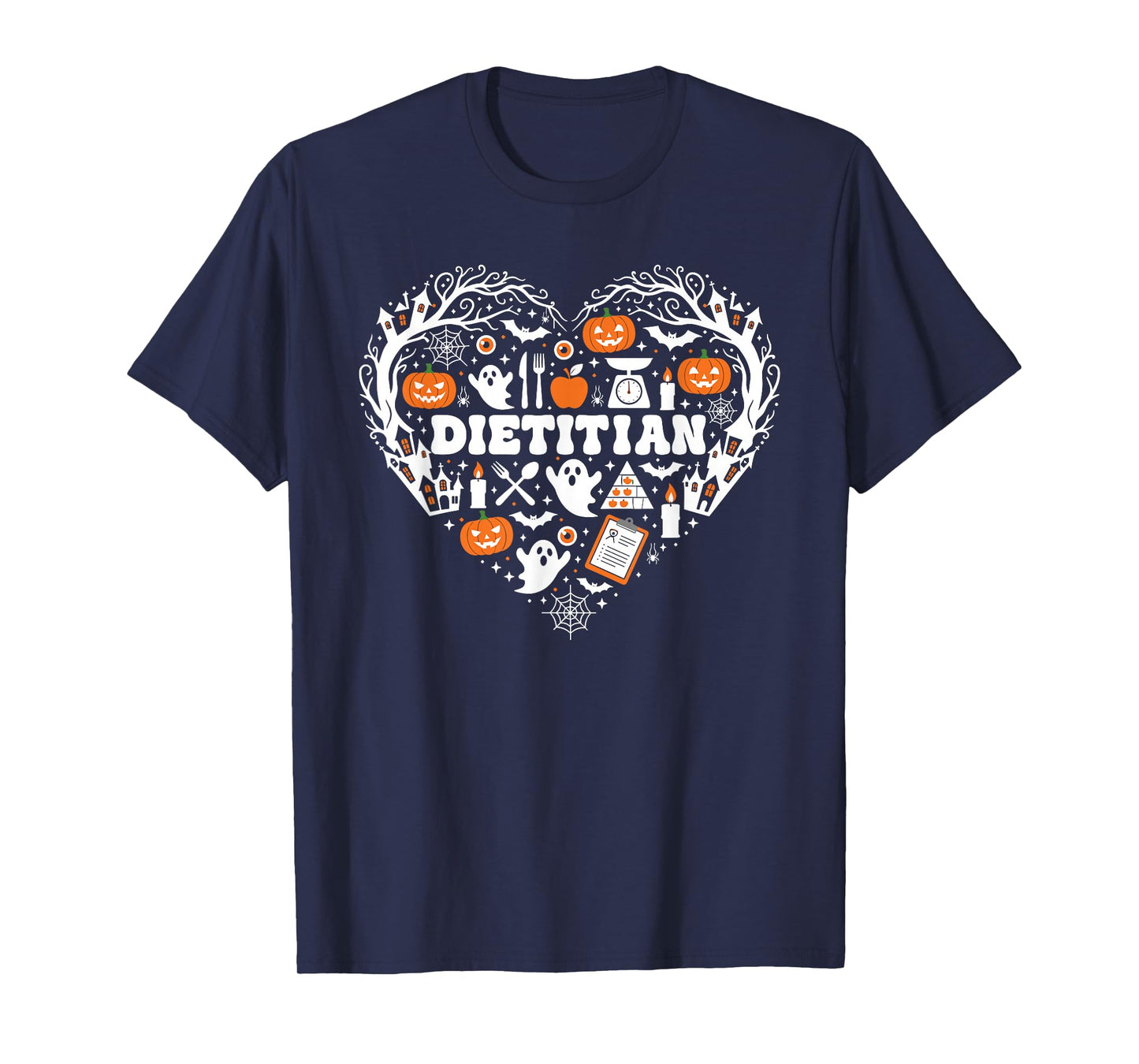 Dietitian Heart Pumpkin Ghost Halloween Kids Mens Womens T-Shirt