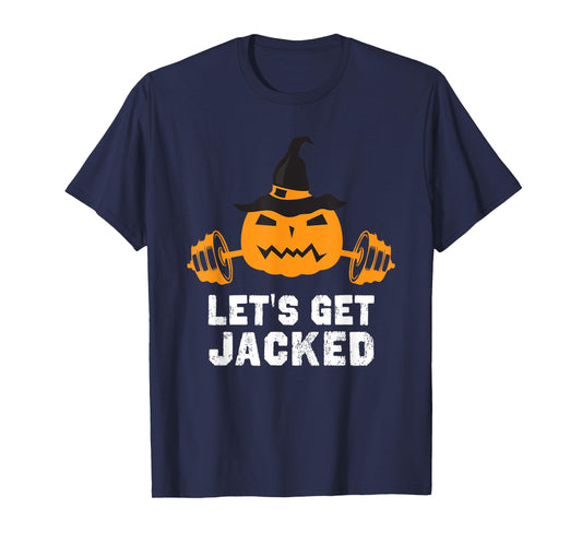 Let’s Get Jacked Gym Weightlifting Halloween Pumpkin T-Shirt