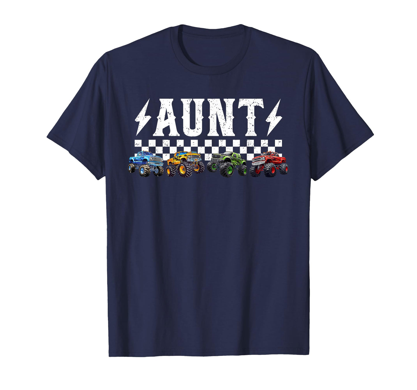 Aunt Retro Monster Truck Family Crew Birthday Matching T-Shirt