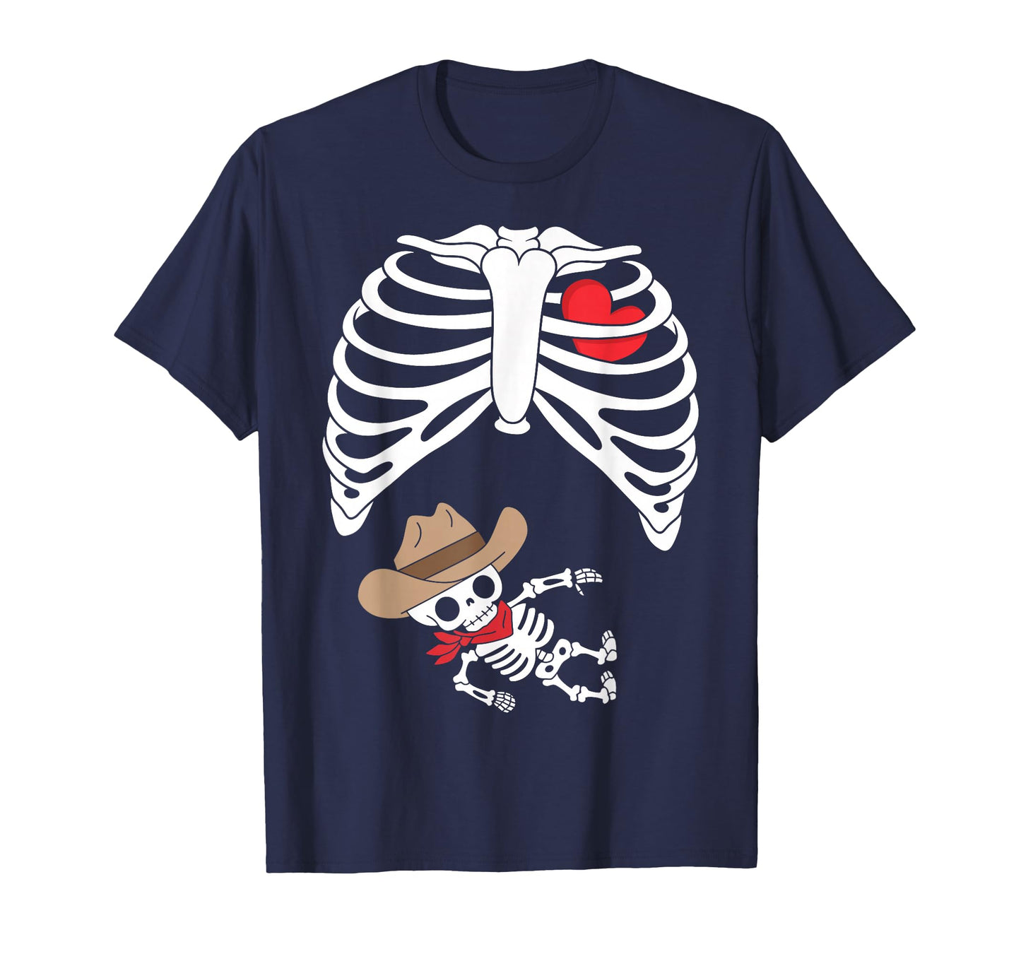 Baby Pregnancy Halloween Skeleton Xray Cowboy Boy Pregnant T-Shirt