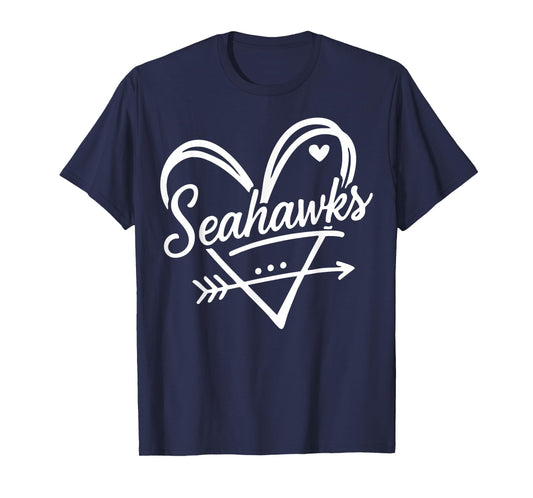 Retro Seahawks Name Heart Design Gift for Men Women Kid T-Shirt