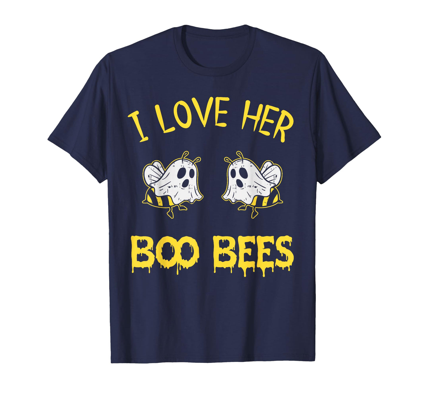 I Love Her Boo Bees Couples Halloween Adult Costume His Men T-Shirt