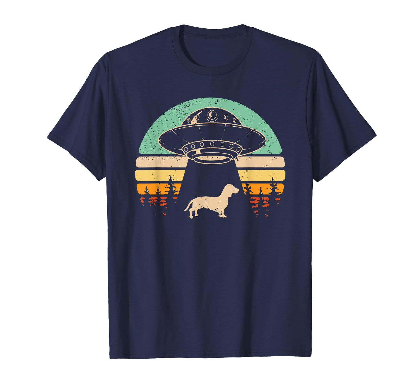 Dachshund UFO Abduction Alien Spaceship Abducting Wiener Dog T-Shirt