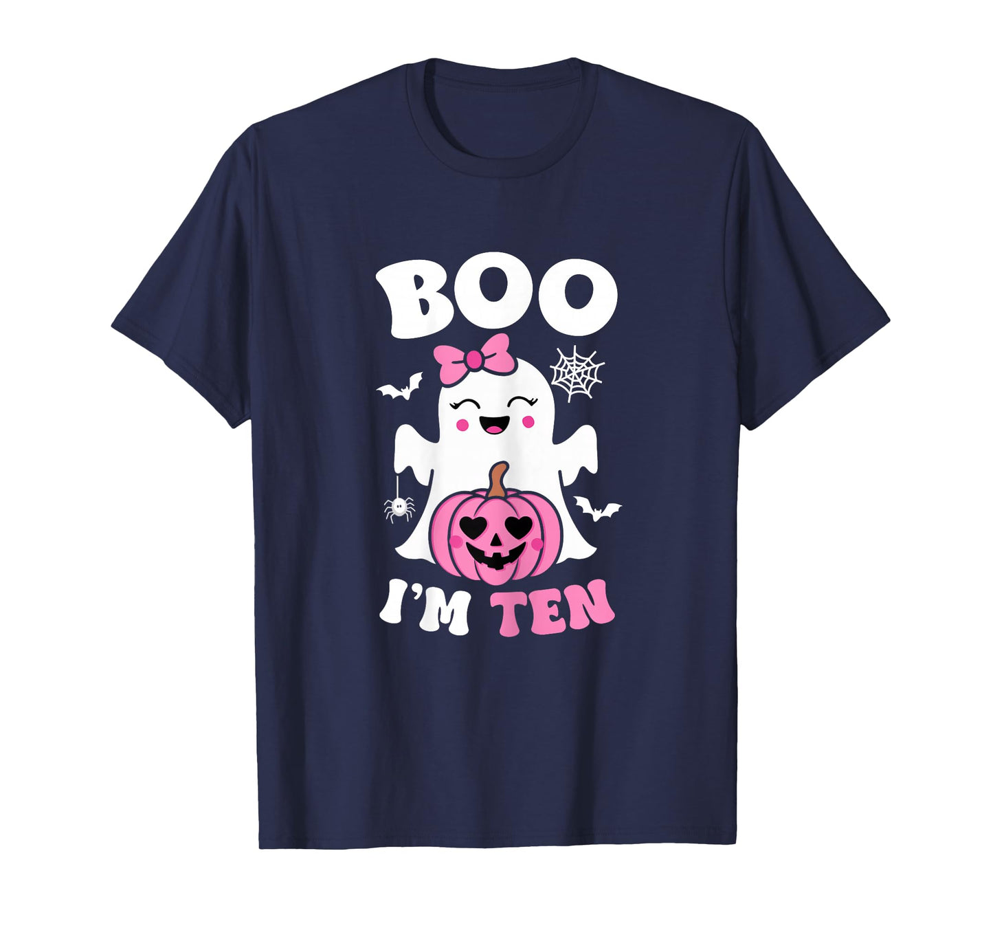 Ghost Boo I'm Ten Year 10th Birthday Girls Halloween Groovy T-Shirt