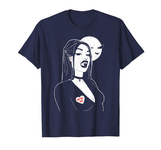 Vampire Girl Bite Me, Art Desing Tee, Beauty Vamp T-Shirt