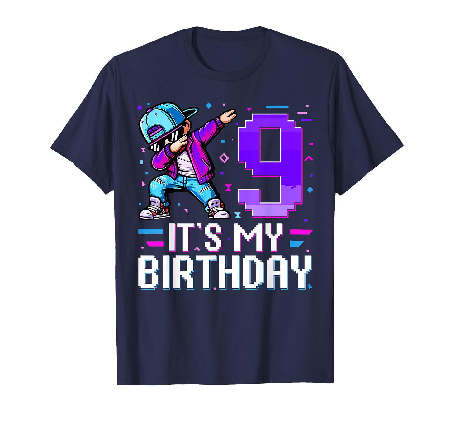 It's My Birthday 9th Birthday Boy Dabbing 9 Year Old Gaming T-Shirt