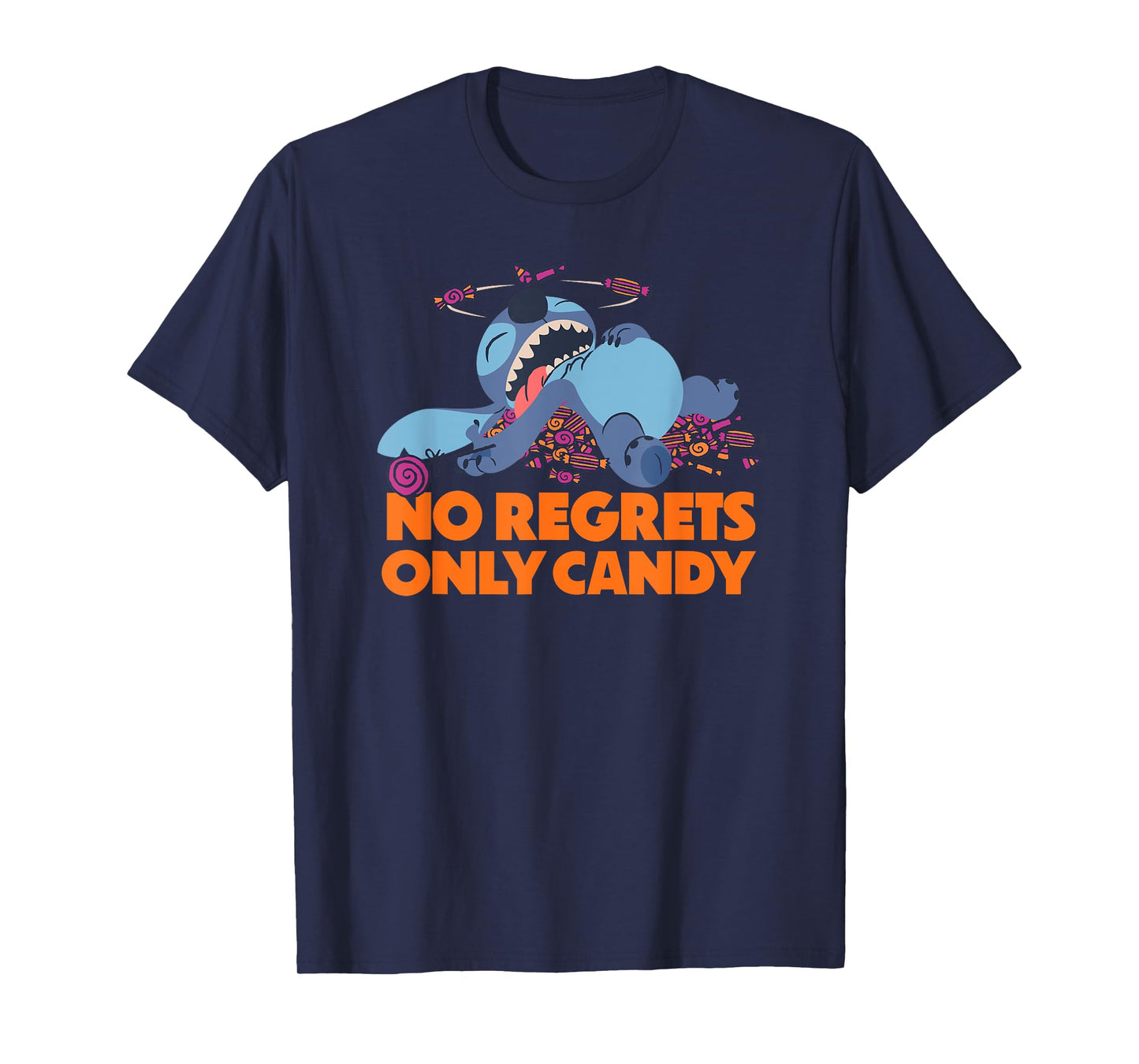 Amazon Essentials Stitch Halloween No Regrets Only Candy T-Shirt