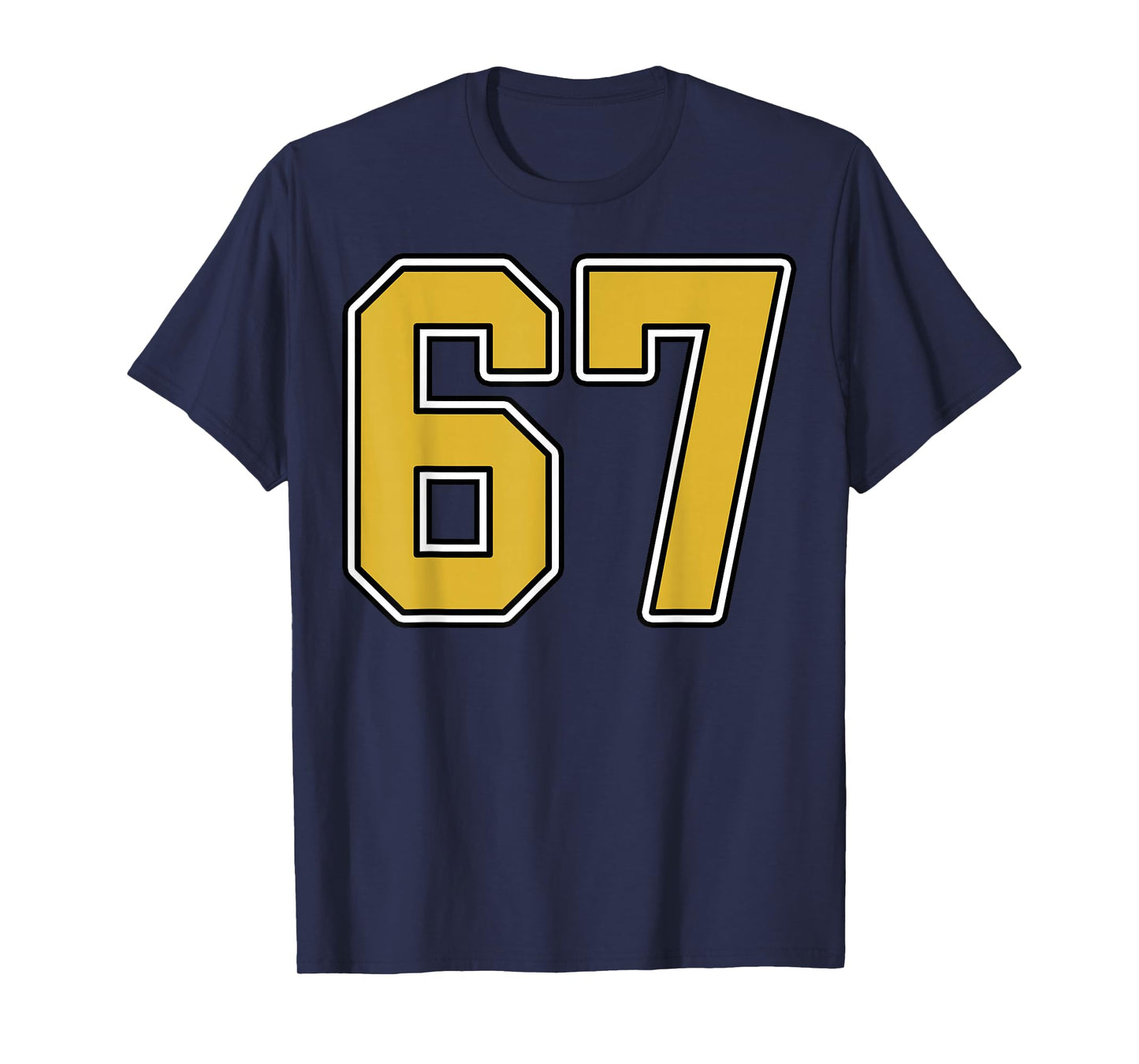 Old Gold Black White Sports Number 67 Jersey Uniform Player T-Shirt