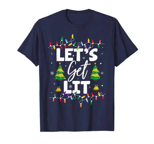 Let's Get Lit Christmas Lights Xmas Pajamas Adult and Kids T-Shirt