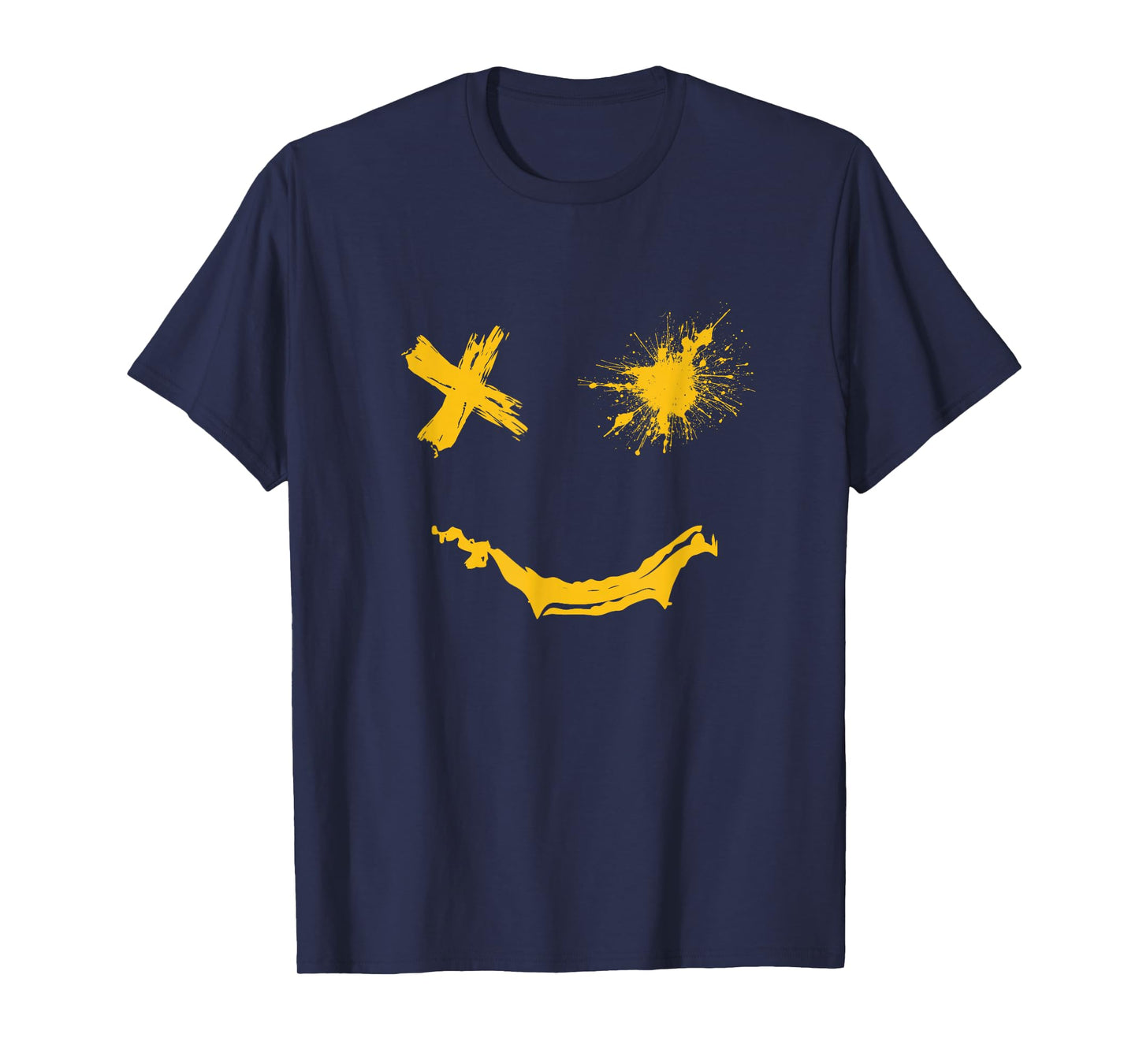 Varsity-Gold Grunge Smile University-Gold Color Graphic T-Shirt