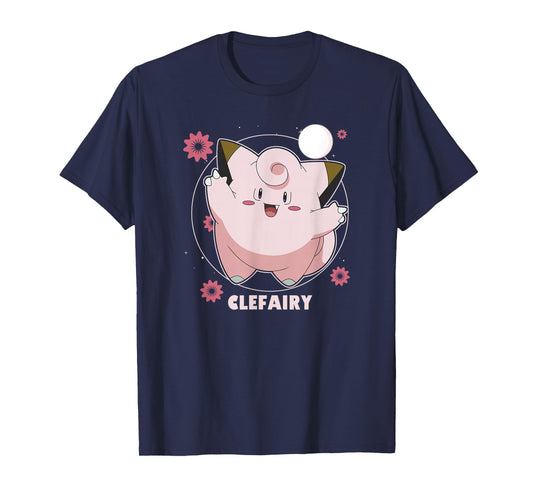Pokémon Clefairy Happy Bubble Floral Portrait T-Shirt
