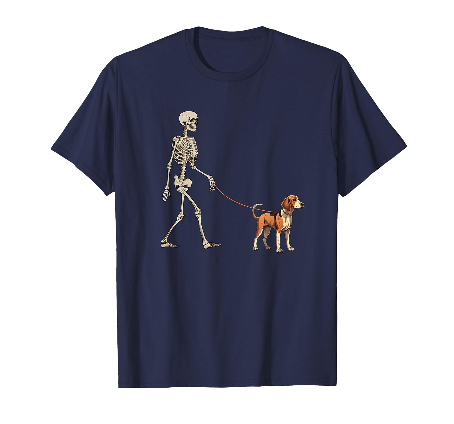 Funny Treeing Walker Coonhound Skeleton Walking Halloween T-Shirt