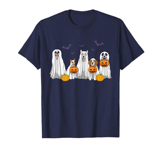 Halloween Dogs Ghost Pumpkins Spooky Dog Lover Gift T-Shirt