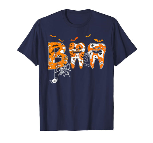 Boo Happy Halloween Teeth Dental Pediatric Dentist Spooky T-Shirt