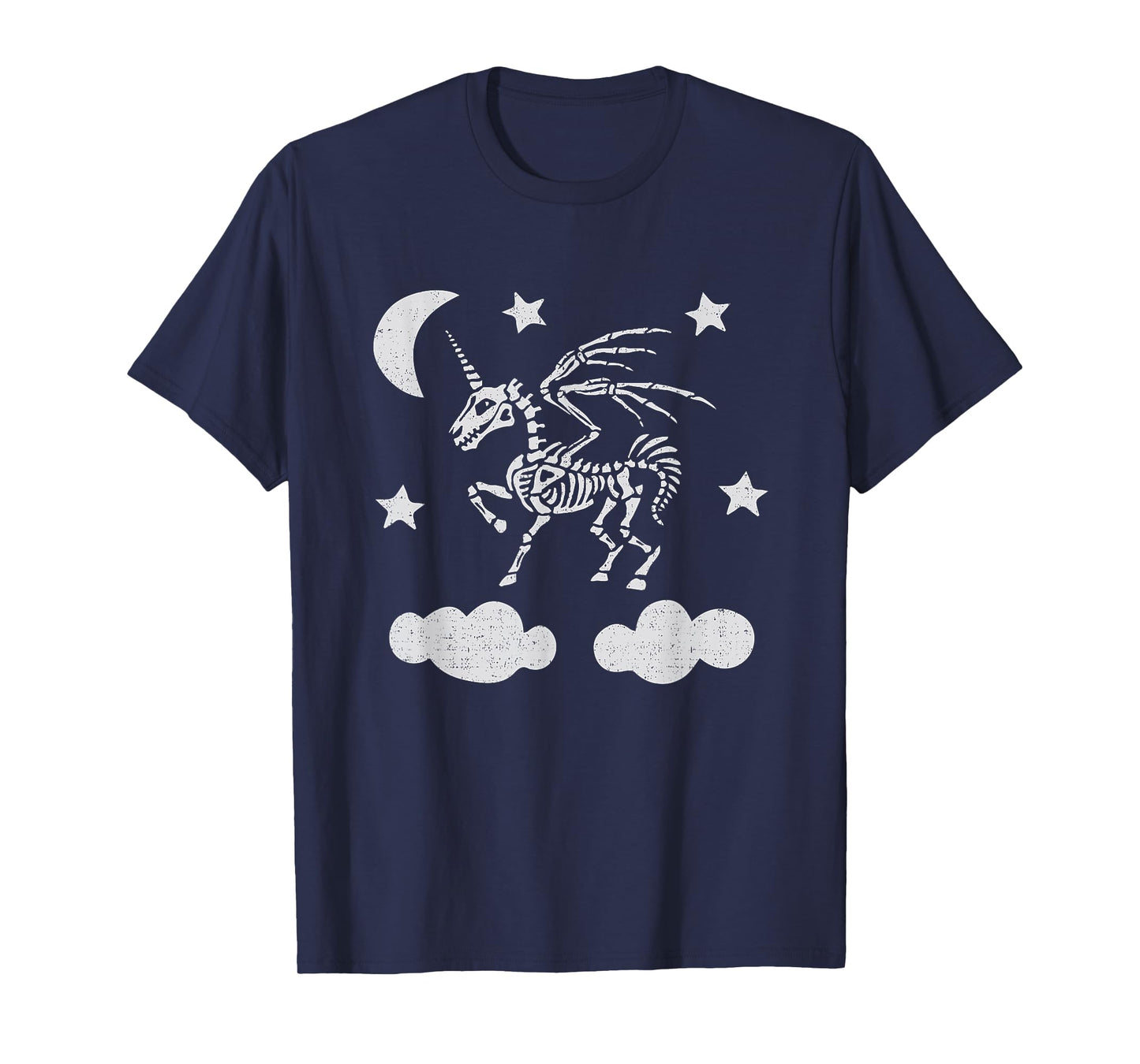 Unicorn Pegasus Skeleton T-Shirt Halloween Moon Stars TShirt T-Shirt
