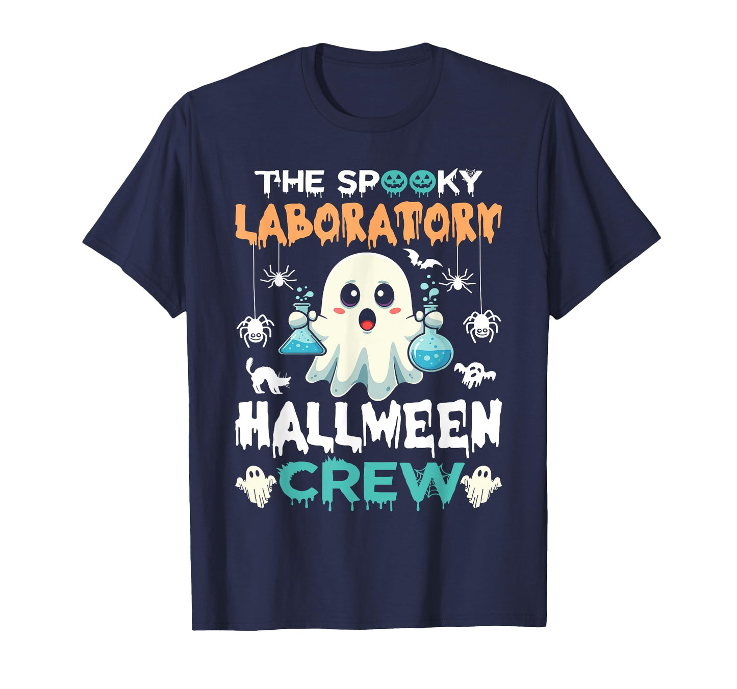 Funny Ghost The Spooky Laboratory Halloween Crew Lab Tech T-Shirt