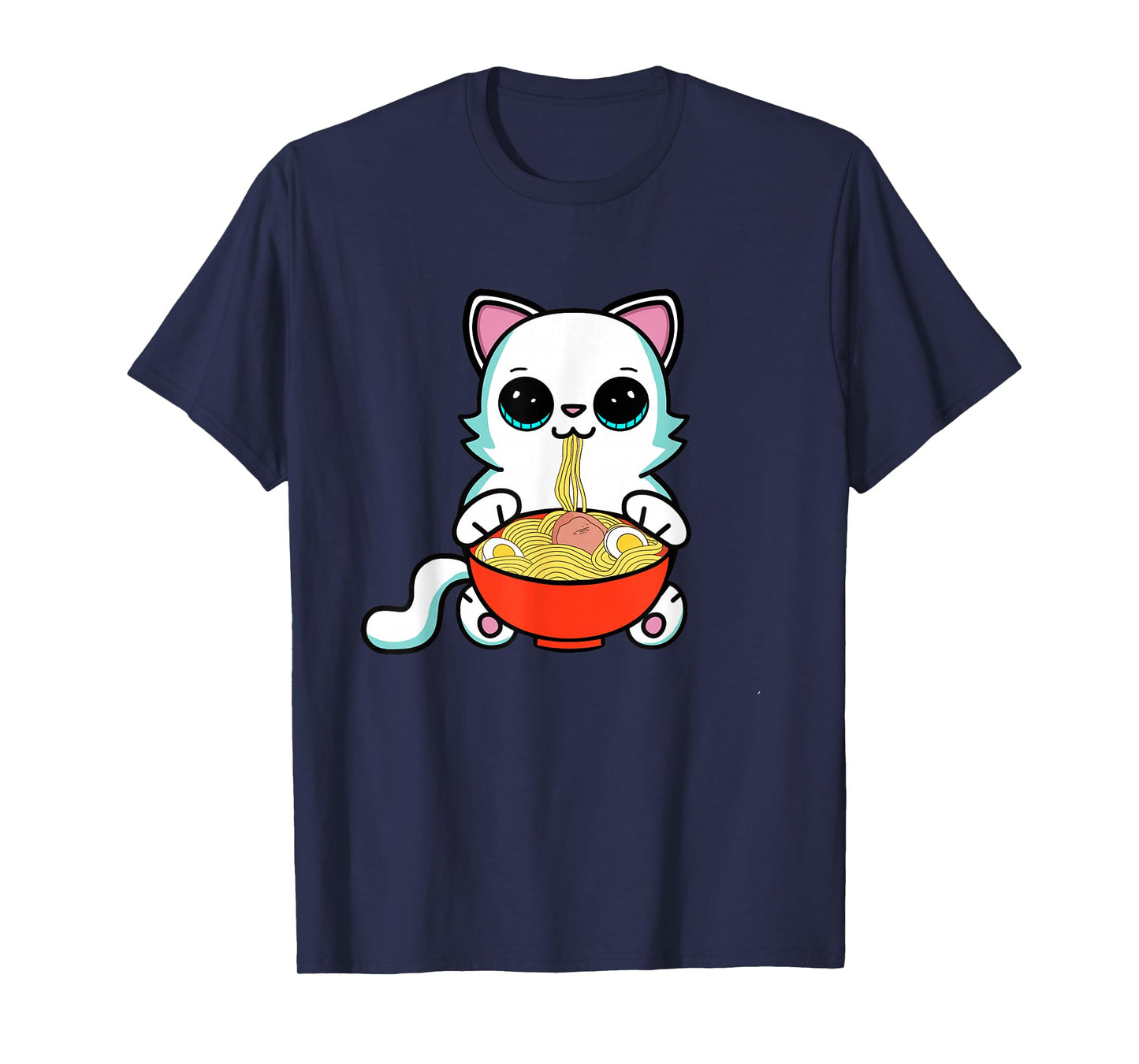 Ramen Cat Kawaii Anime Neko Cat Eating Japanese Noodles T-Shirt