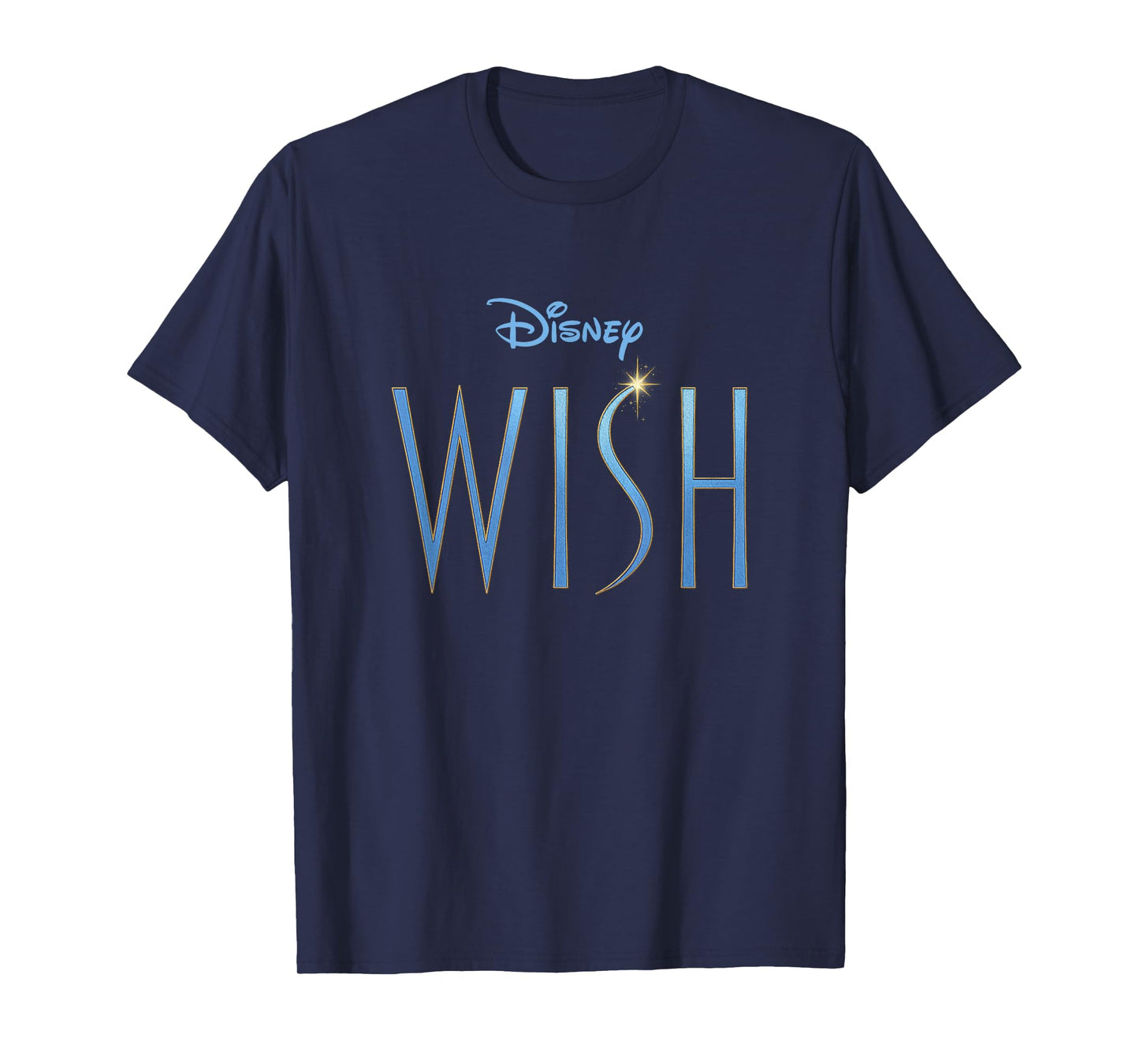 Disney Wish Blue Sparkle Title Movie Logo T-Shirt
