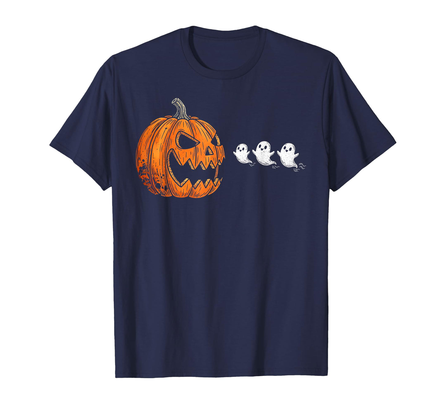 Pumpkin Chasing Ghost Funny Halloween Gamer Costume T-Shirt