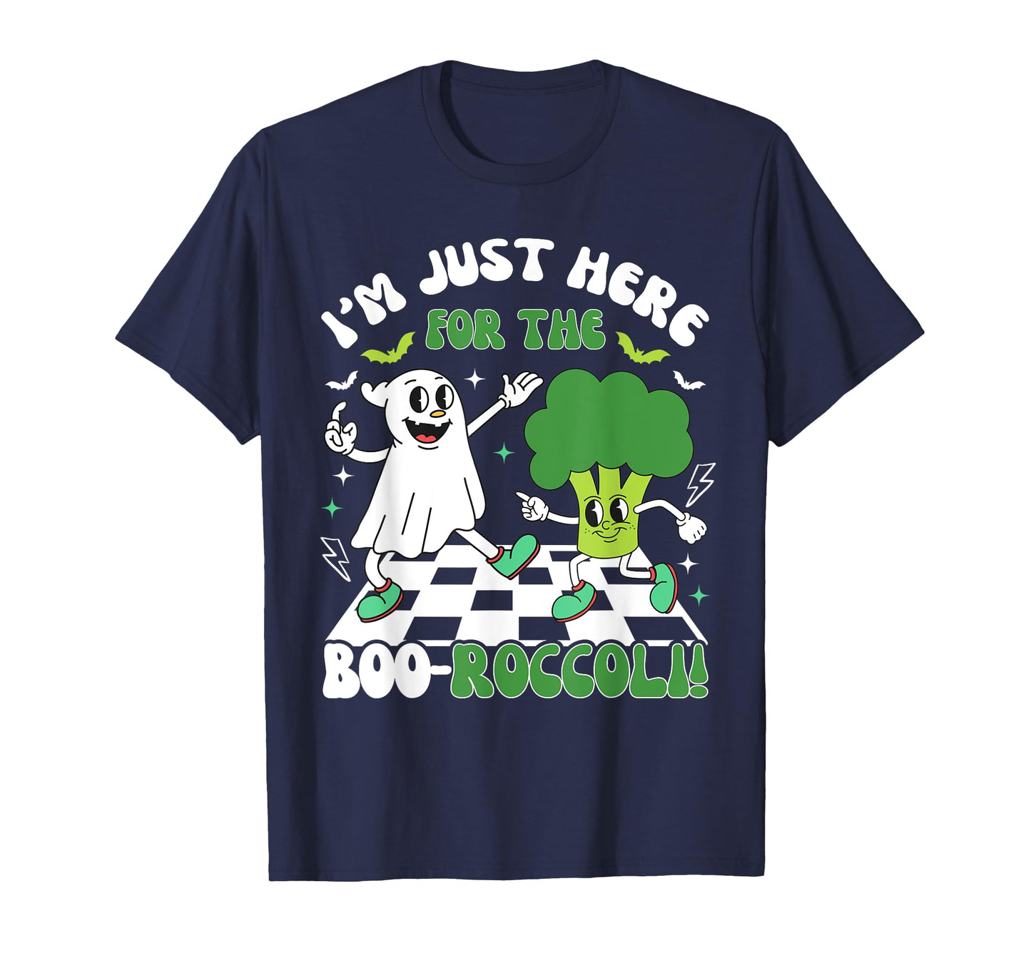 Broccoli Halloween Costume Kids Funny Retro Ghost Broccoli T-Shirt
