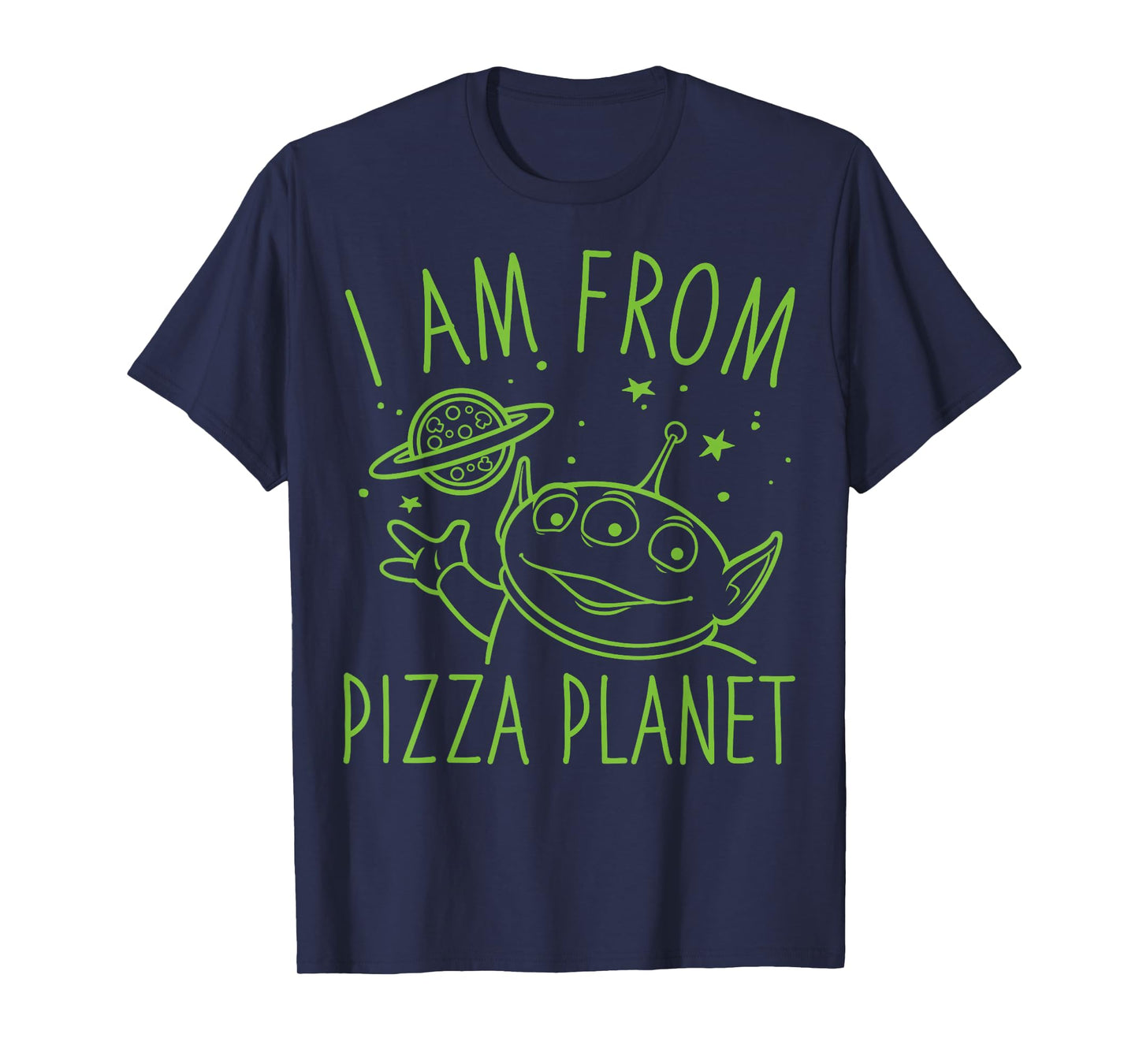 Disney Pixar Toy Story Neon Green Alien Pizza Planet Logo T-Shirt